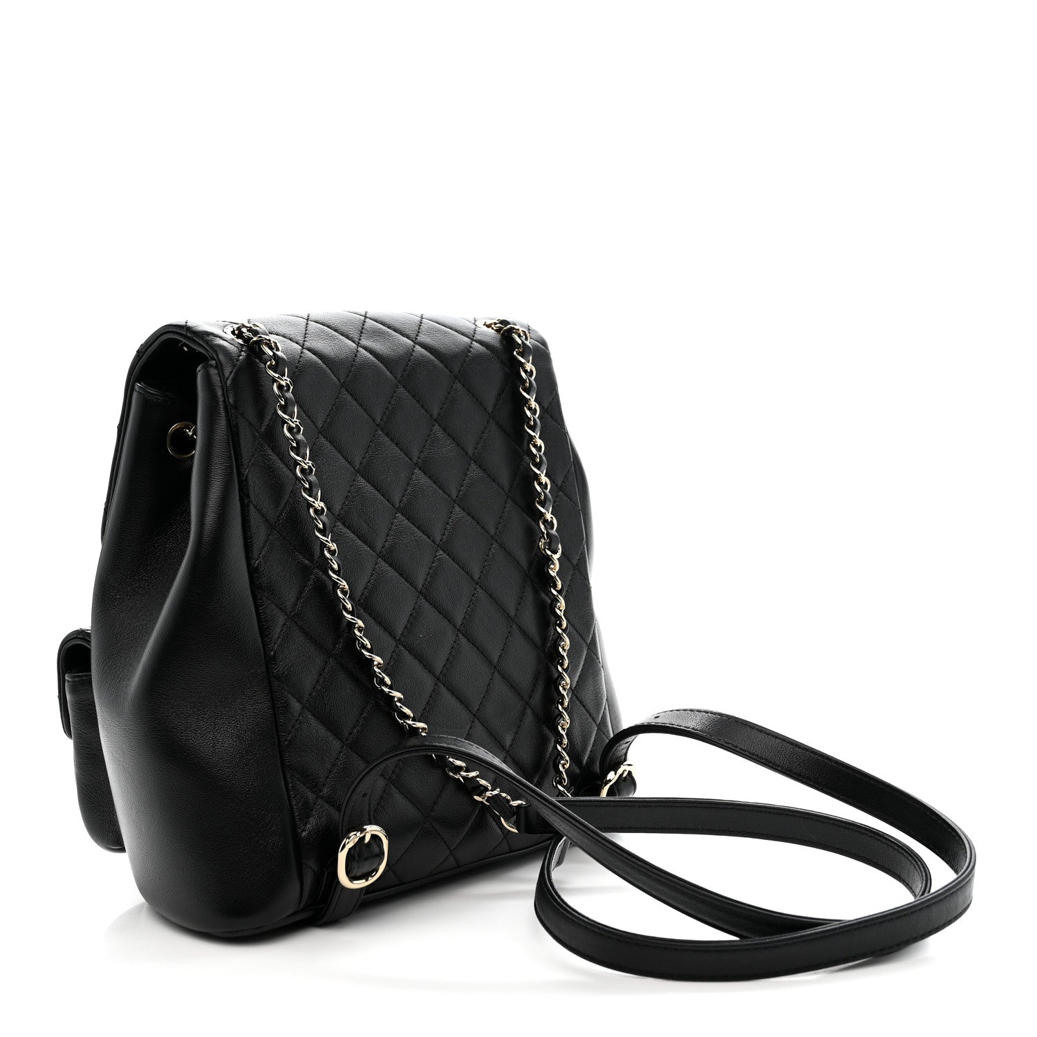 Chanel Calfskin Quilted Large Duma Pockets Drawstring Backpack Black 3 of 11