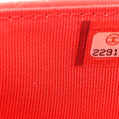 Chanel Lambskin Quilted Wallet On Chain WOC Red 8 of 17