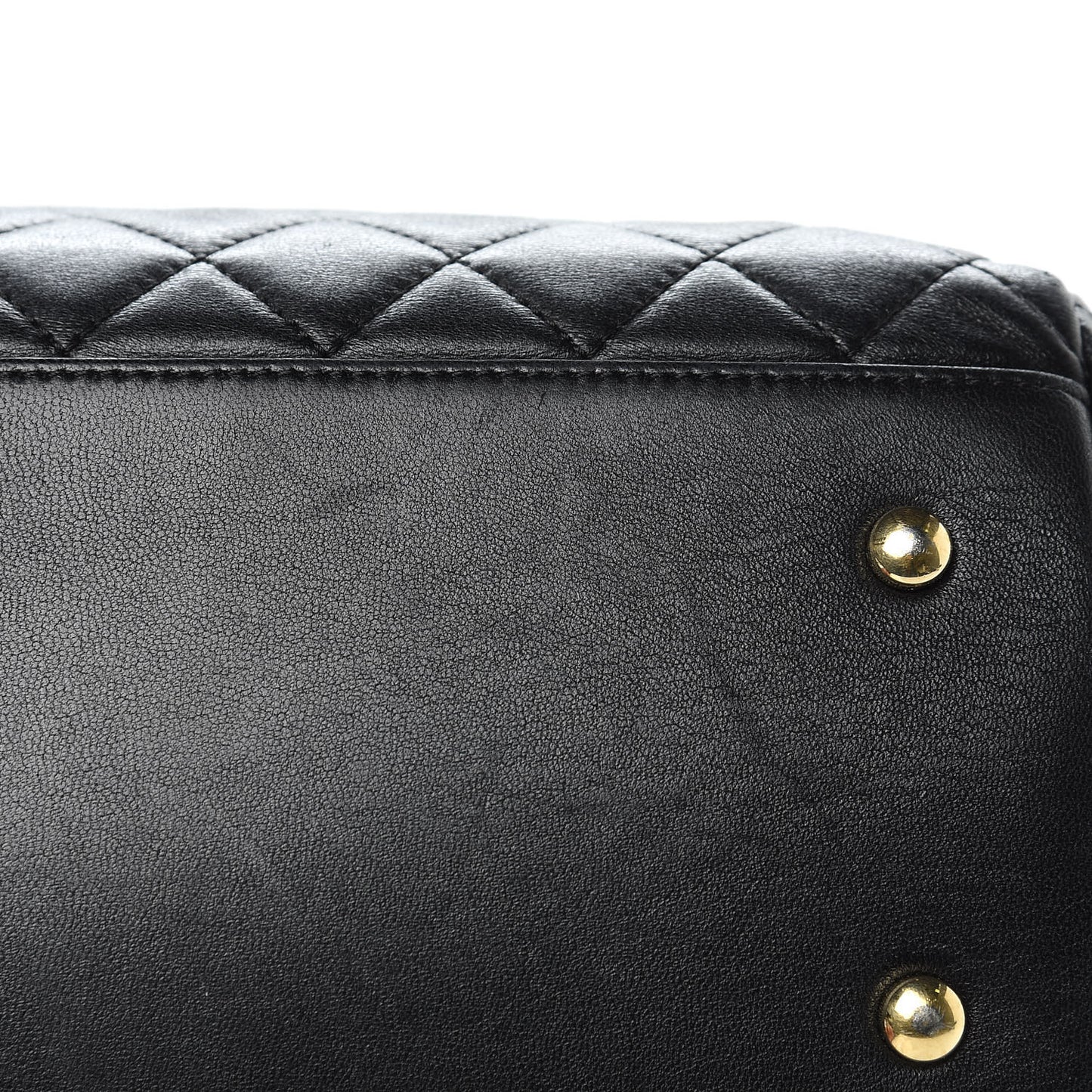 Lambskin Quilted Large Drawstring Bag Black