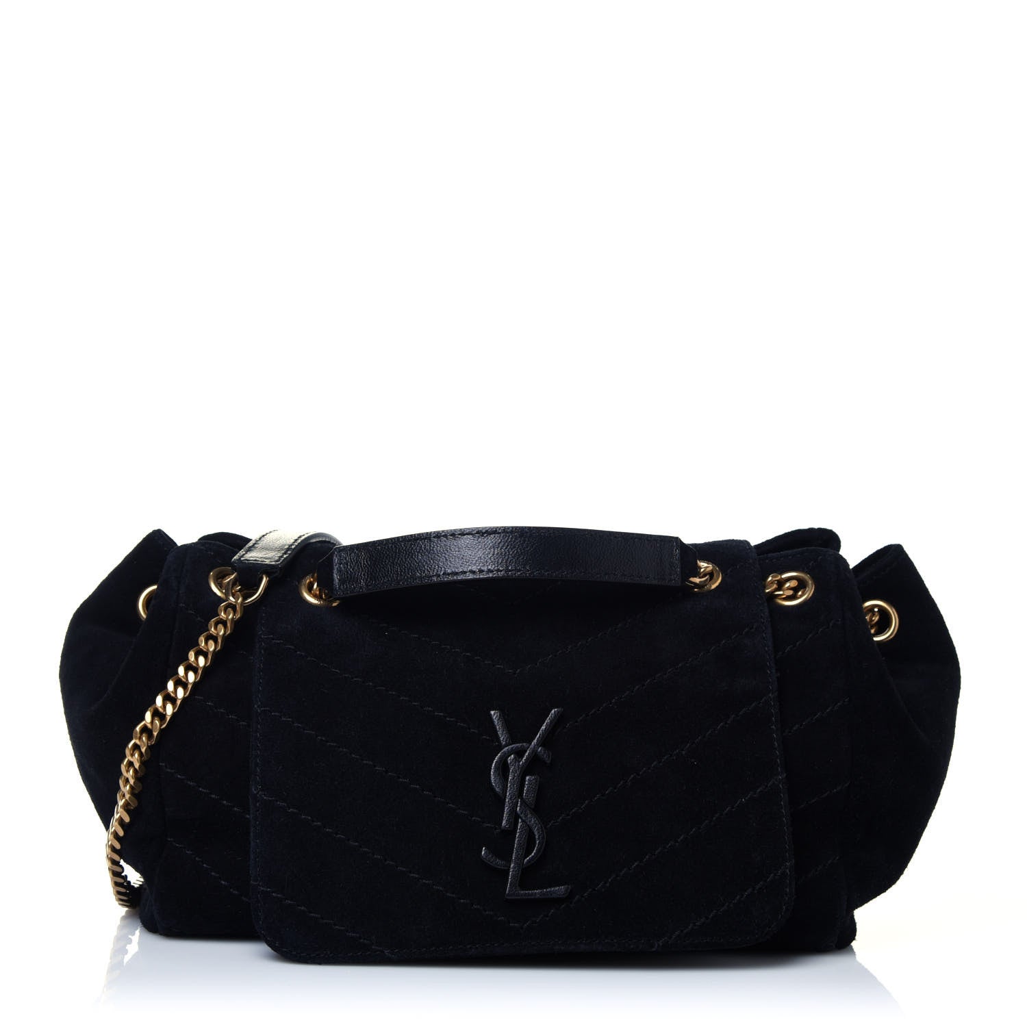 Saint Laurent Suede Chevron Monogram Small Nolita Black 1 of 13