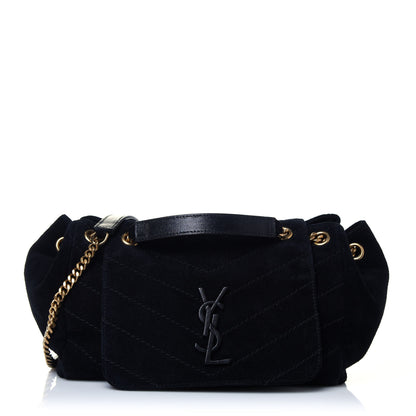 Saint Laurent Suede Chevron Monogram Small Nolita Black 1 of 13