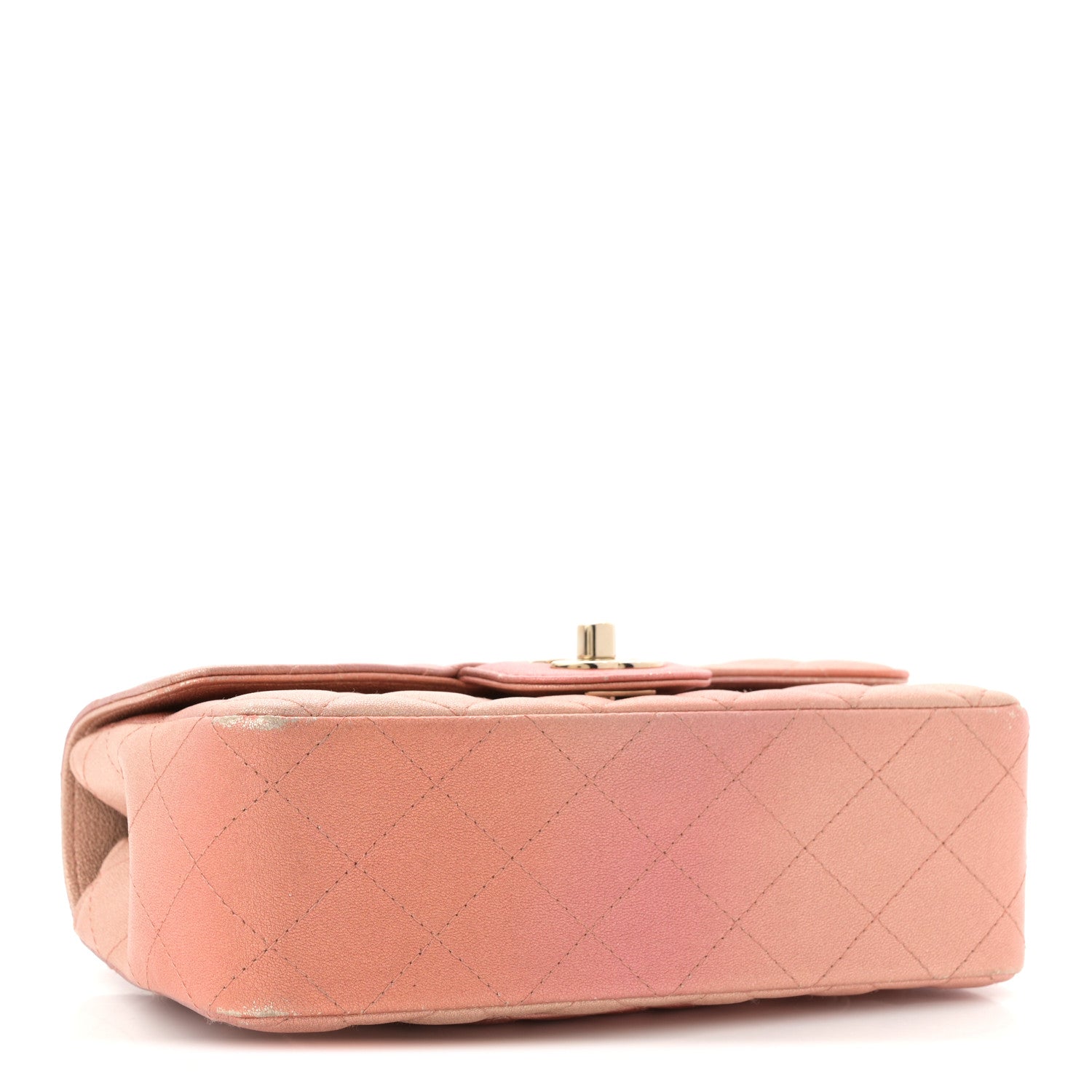 Chanel Metallic Lambskin Quilted Ombre Mini Rectangular Flap Pink 4 of 12