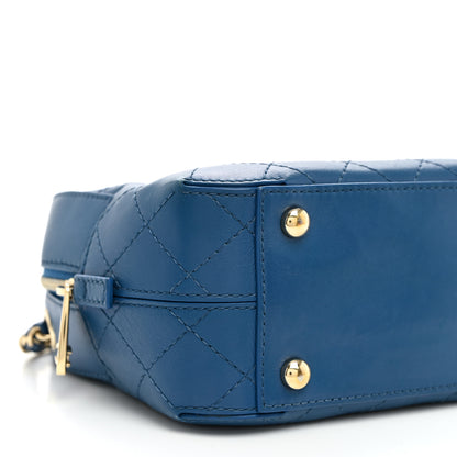 Chanel Calfskin Stitched Enamel CC Camera Case Bag Blue 8 of 9