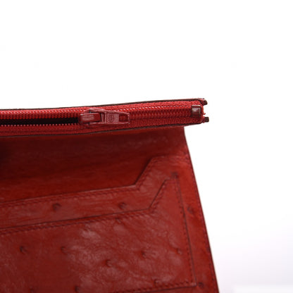 Hermes Ostrich Mini Tri-Fold Compact Wallet Rouge Vif 13 of 14