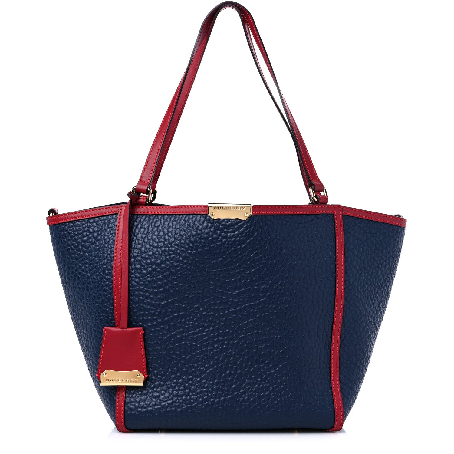 Burberry Grain Calfskin Small Canterbury Tote Parade Blue Carbon Red 3 of 11