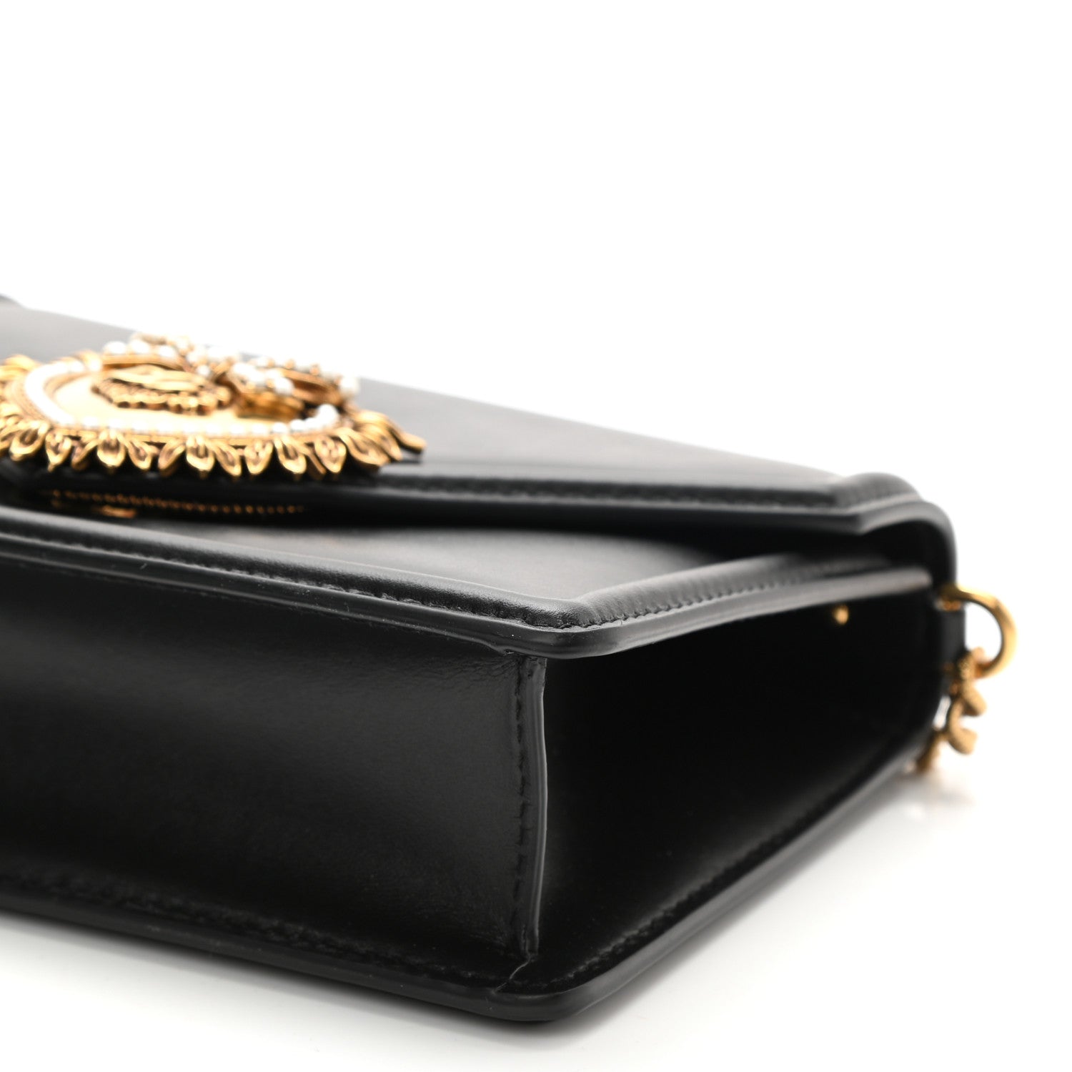 Dolce & Gabbana Smooth Calfskin Small Devotion Envelope Top Handle Bag Black 7 of 7