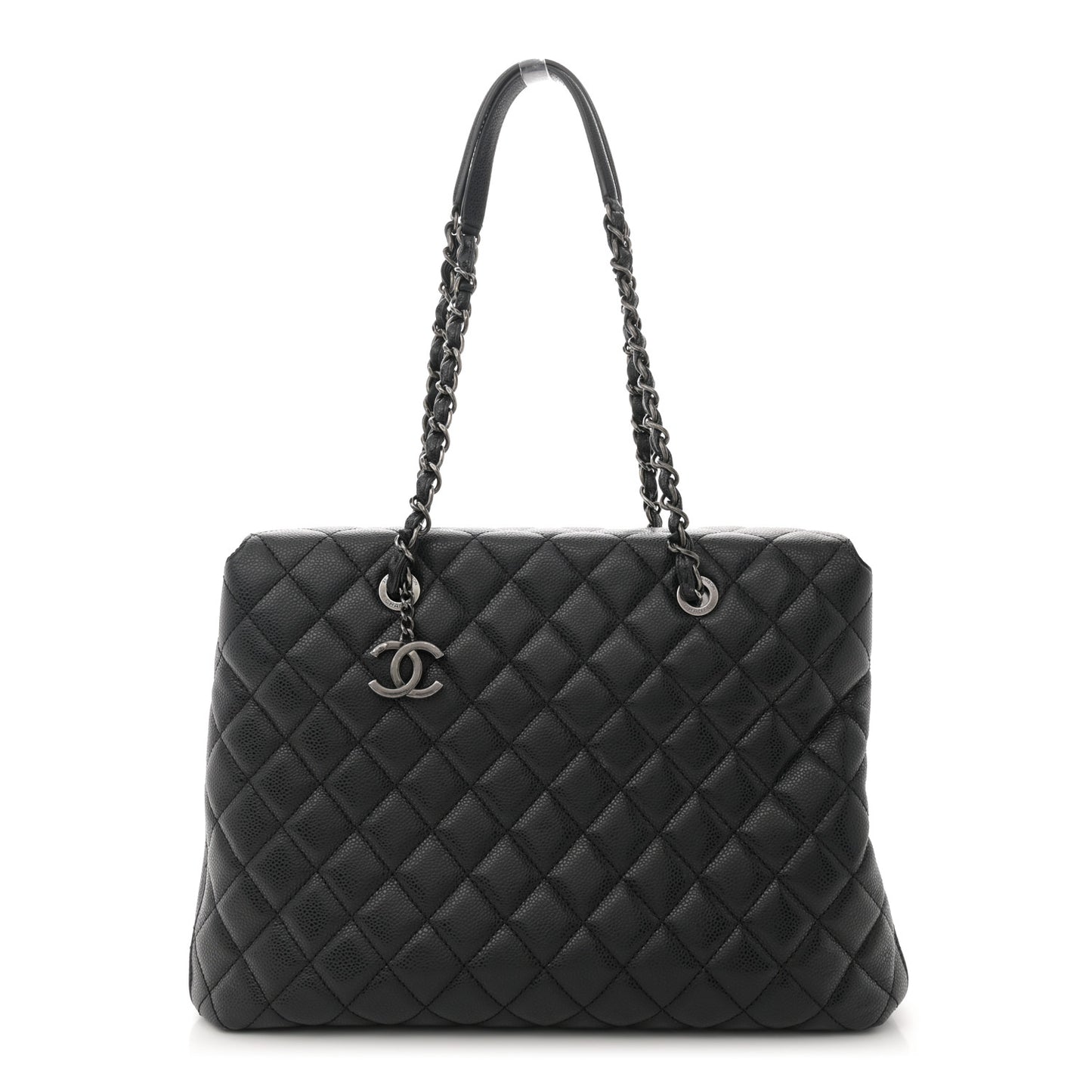 Caviar Quilted City Shopping Tote Black
