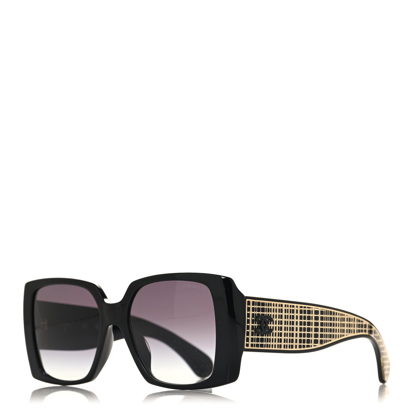 Acetate Rectangle Sunglasses 71551A Black Gold