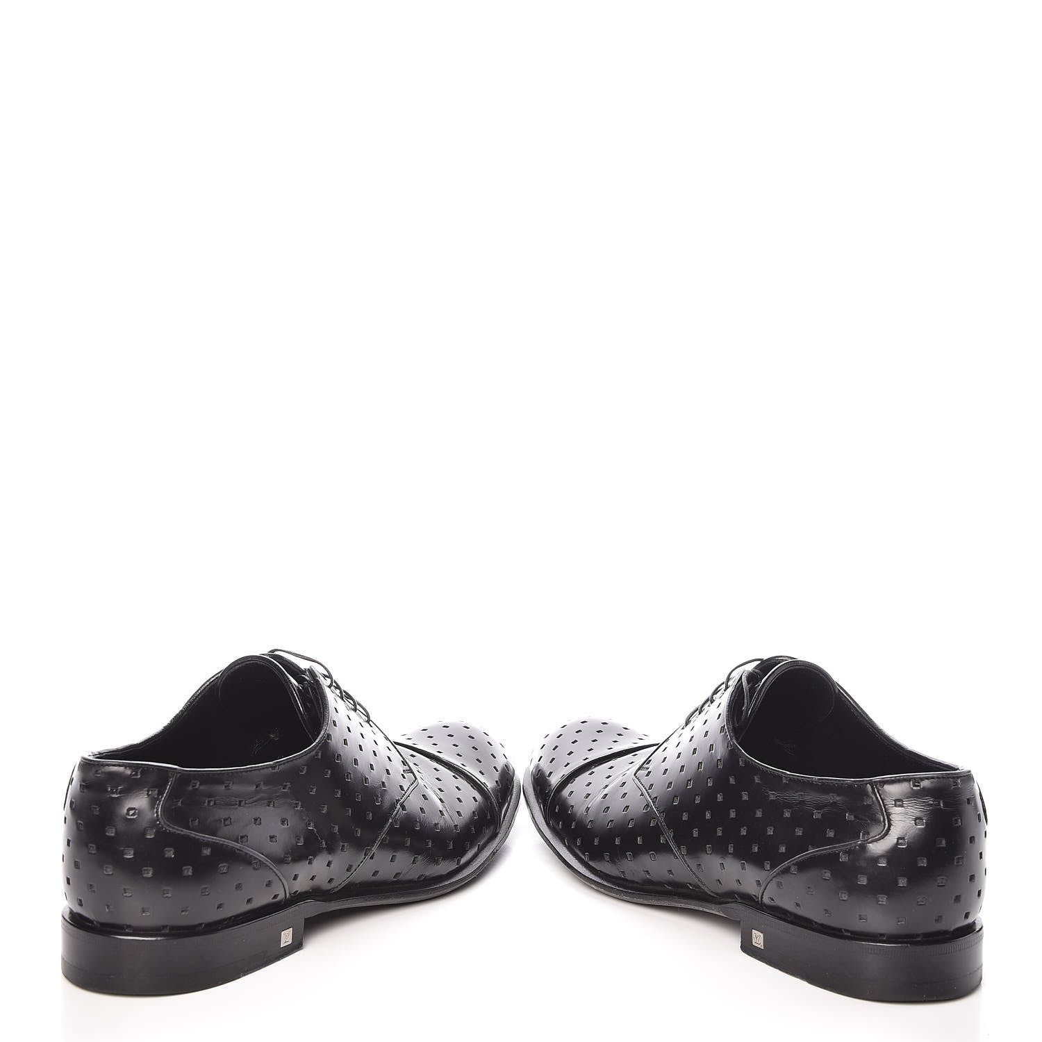Louis Vuitton Calfskin Mens Mulholland Derby Lace Up Shoes 8 Black 6 of 13