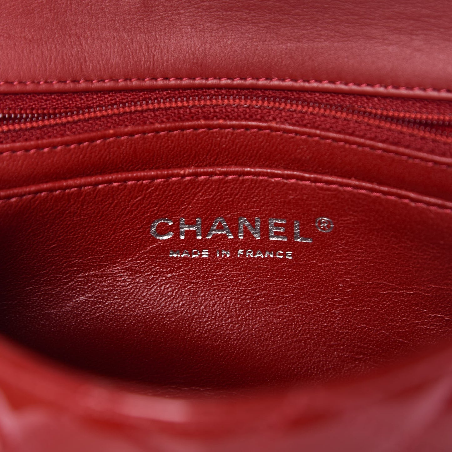 Patent Calfskin Quilted Mini Rectangular Flap Red