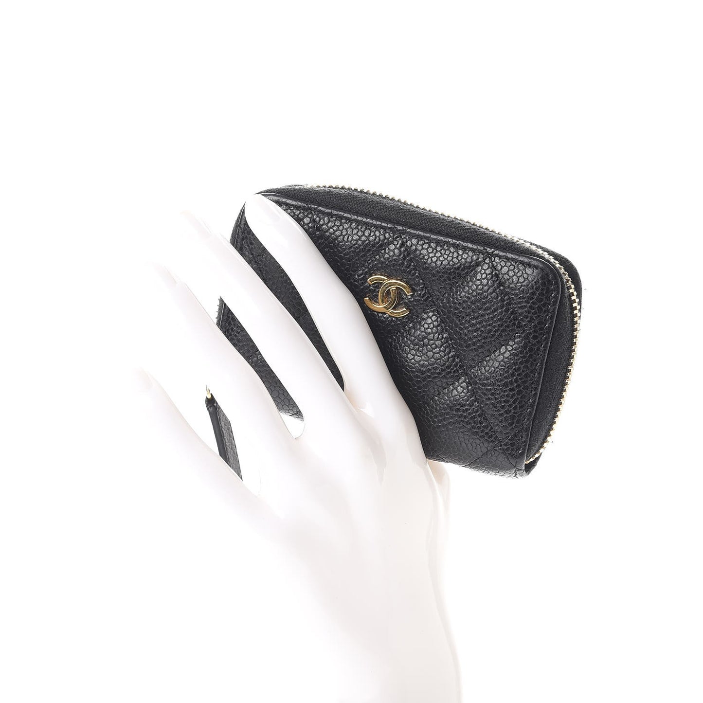 Caviar Quilted Zip Coin Purse Black