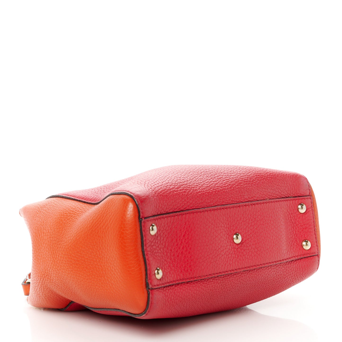 Calfskin Mini Bamboo Shopper Tote Fuchsia Orange