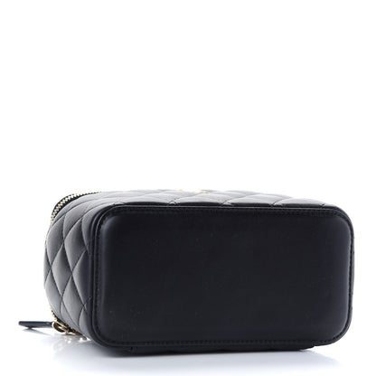 Chanel Lambskin Quilted Pearl Crush Small Vanity Case With Chain Black 4 of 9