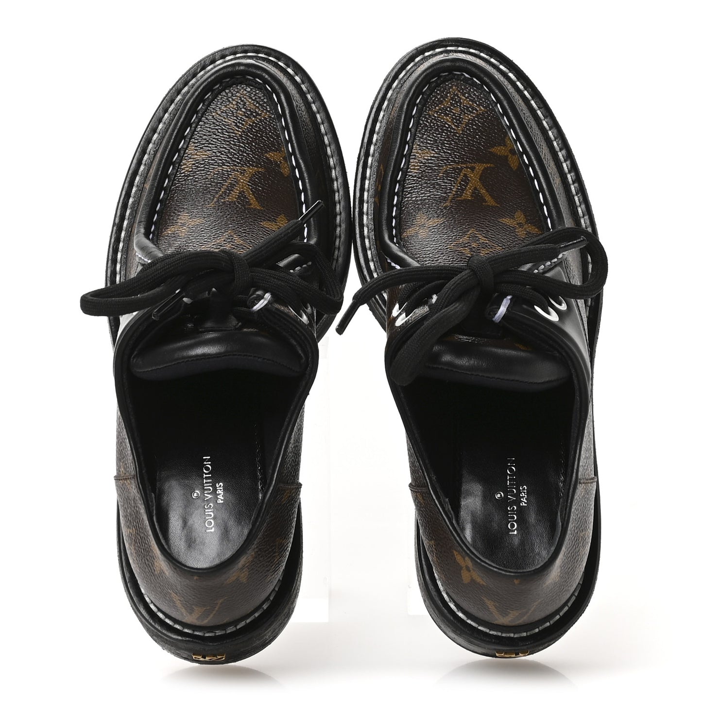 Monogram Calfskin Beaubourg Platform Derby Shoes 38 Brown