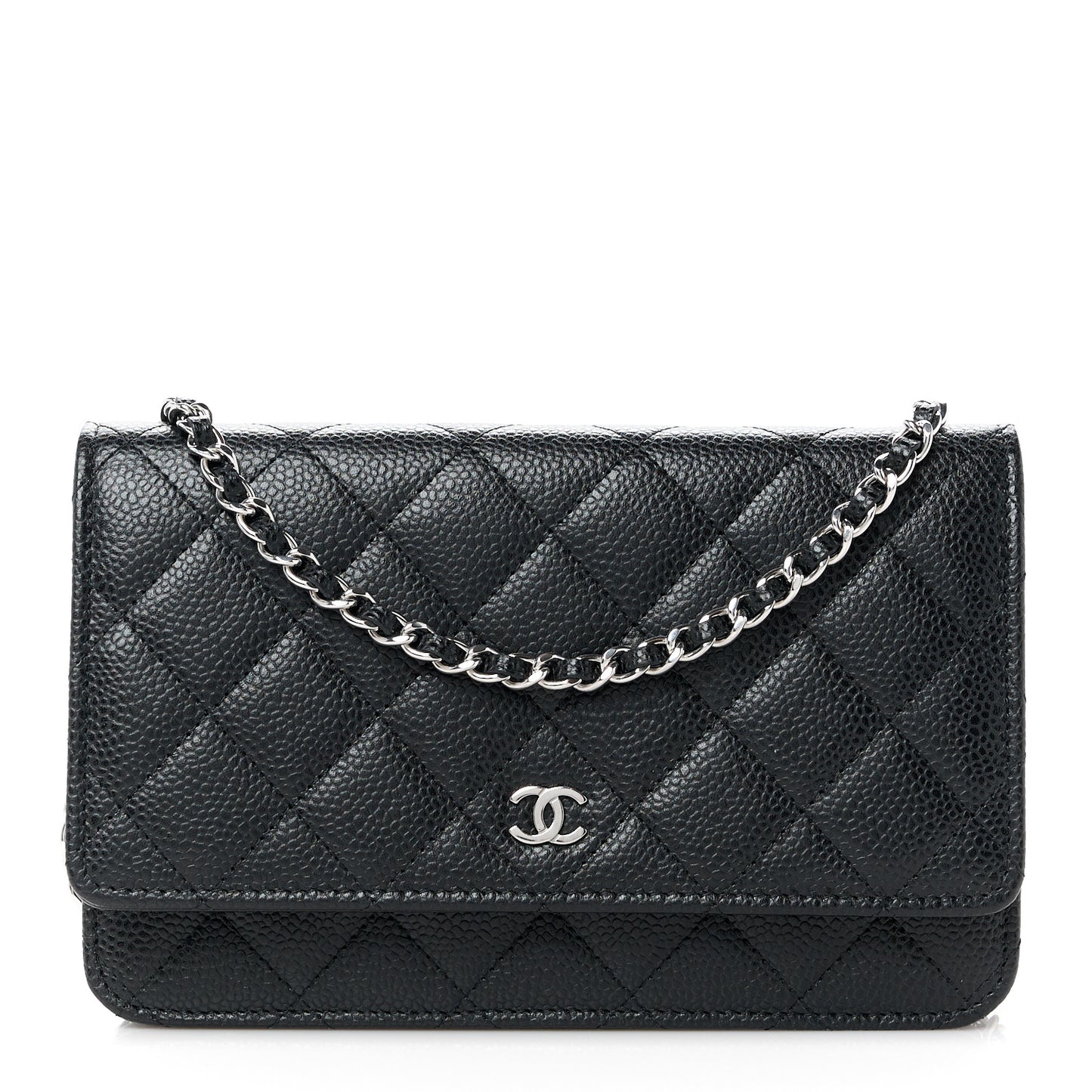 Caviar Quilted Wallet on Chain WOC Black