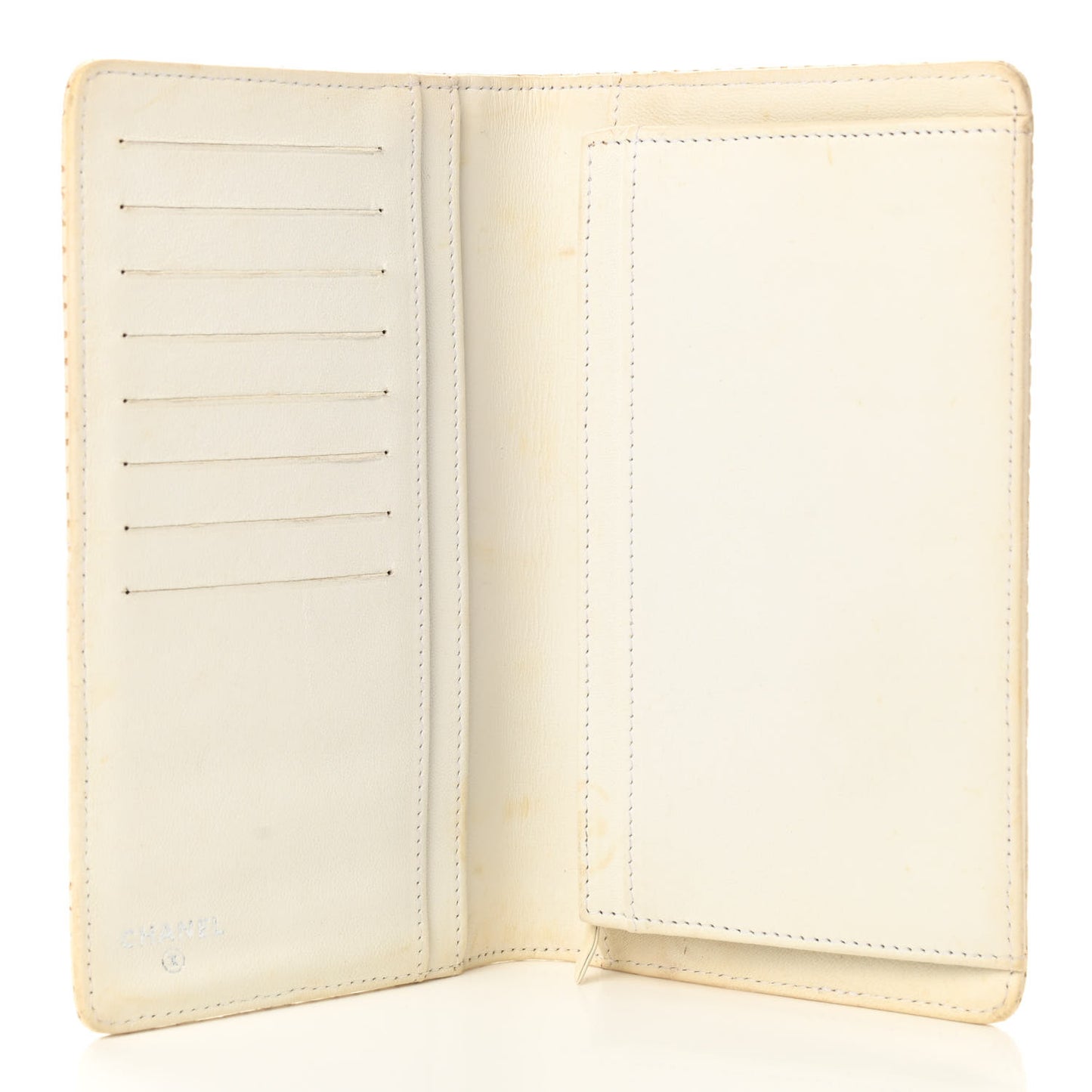 Lambskin Perforated Yen Wallet White