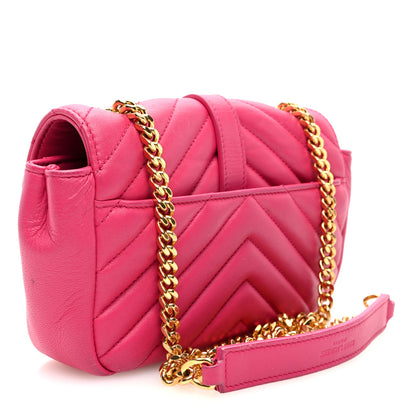Saint Laurent Calfskin Matelasse Chevron Classic Monogram Baby Chain Bag Fuchsia 3 of 9