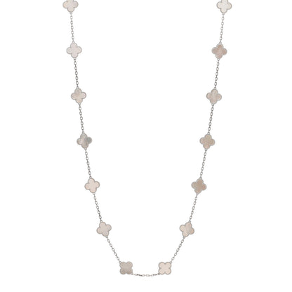 Van Cleef & Arpels 18K White Gold Mother of Pearl 20 Motifs Vintage Alhambra Necklace 1 of 3