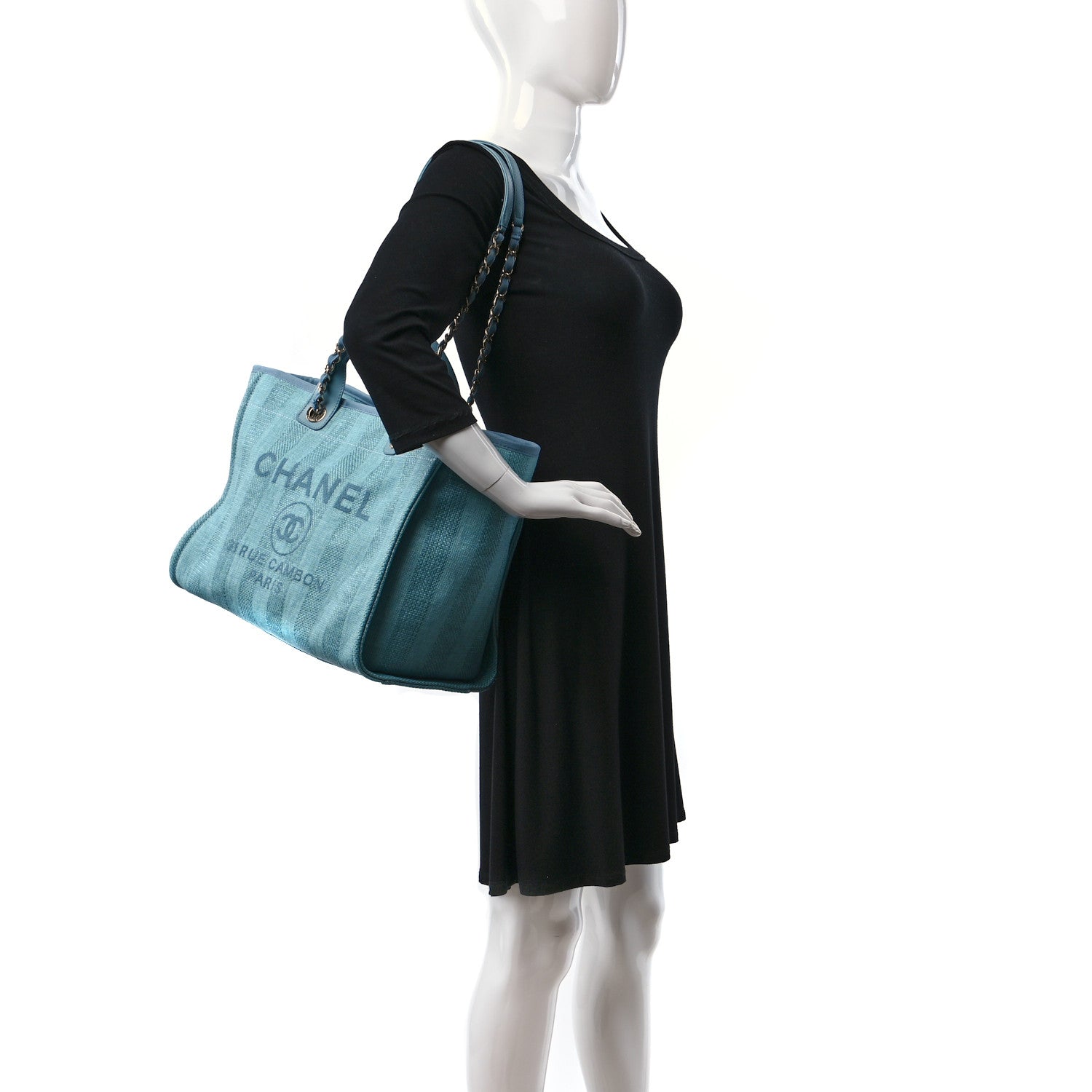 Chanel Mixed Fibers Striped Medium Deauville Tote Blue 2 of 11