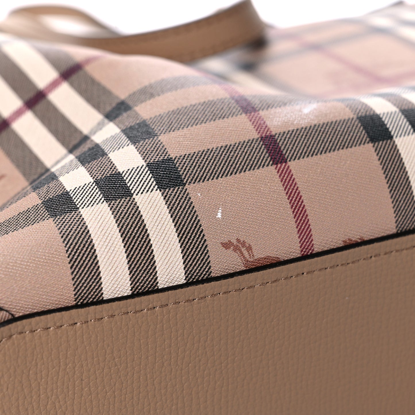 Grainy Calfskin Haymarket Check Medium Reversible Tote Camel