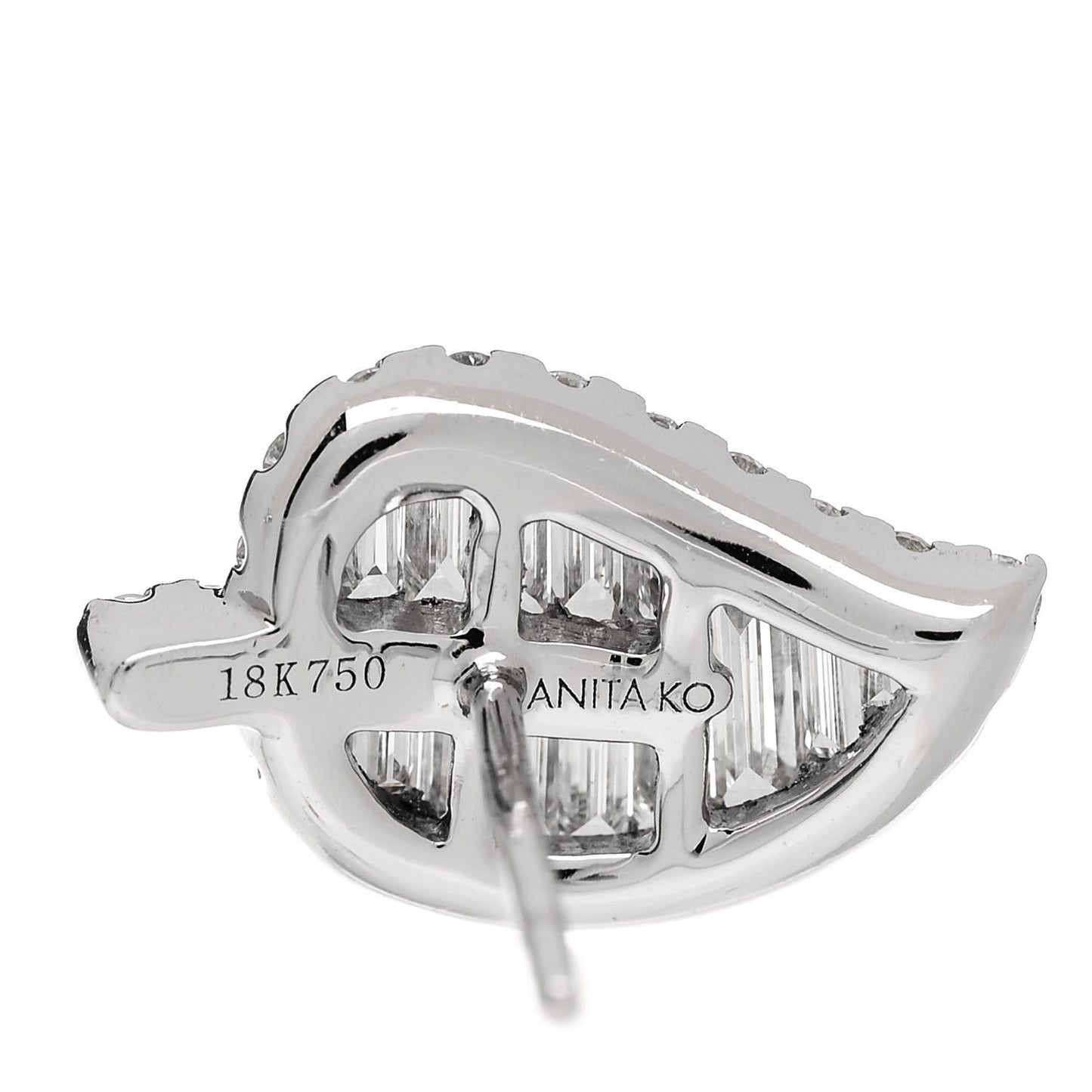18K White Gold Diamond Small Leaf Stud Earrings