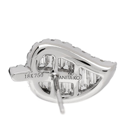 Anita Ko 18K White Gold Diamond Small Leaf Stud Earrings 4 of 4