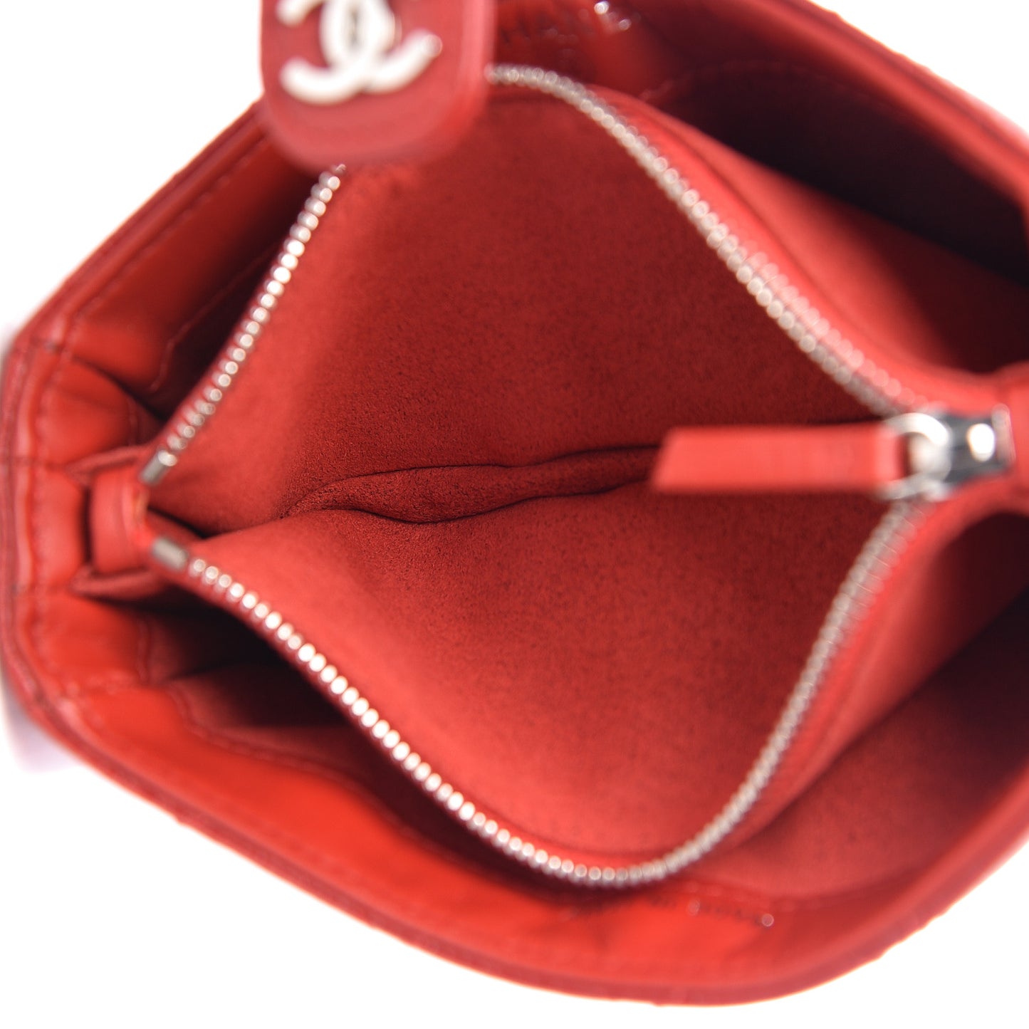 Caviar Quilted Mini Phone Holder Clutch Red