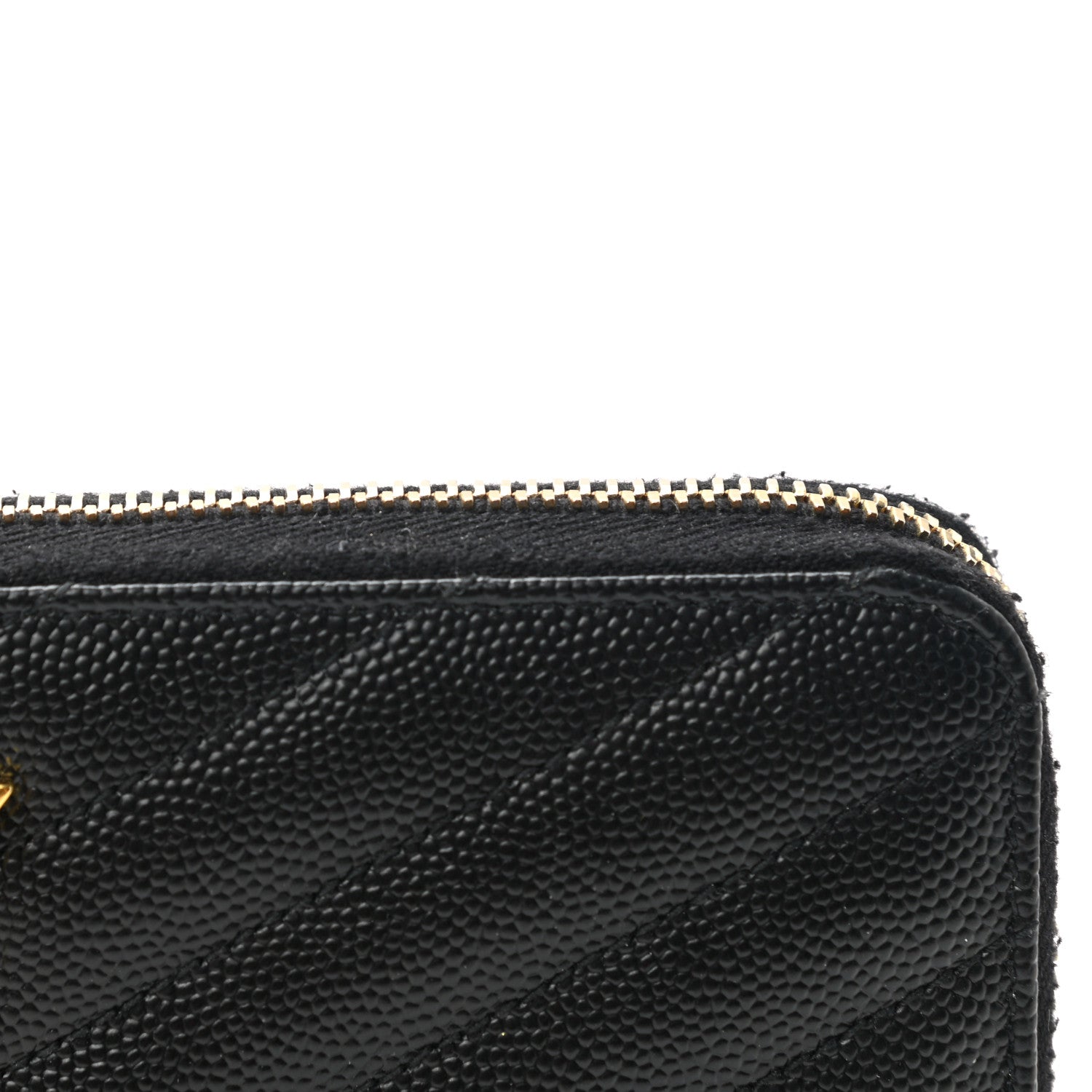 Saint Laurent Grain De Poudre Matelasse Chevron Monogram Zip Around Wallet Black 7 of 8