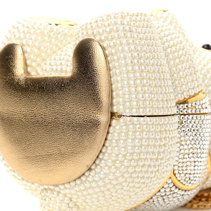 Judith Leiber Pearl Crystal Sweetheart Bear Minaudiere Clutch White 9 of 10
