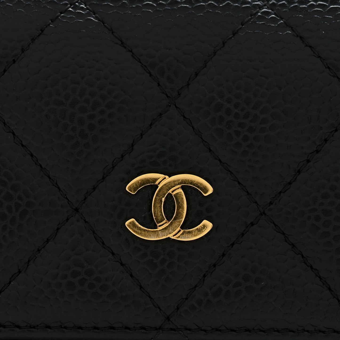 Caviar Quilted Large Flap Wallet Black