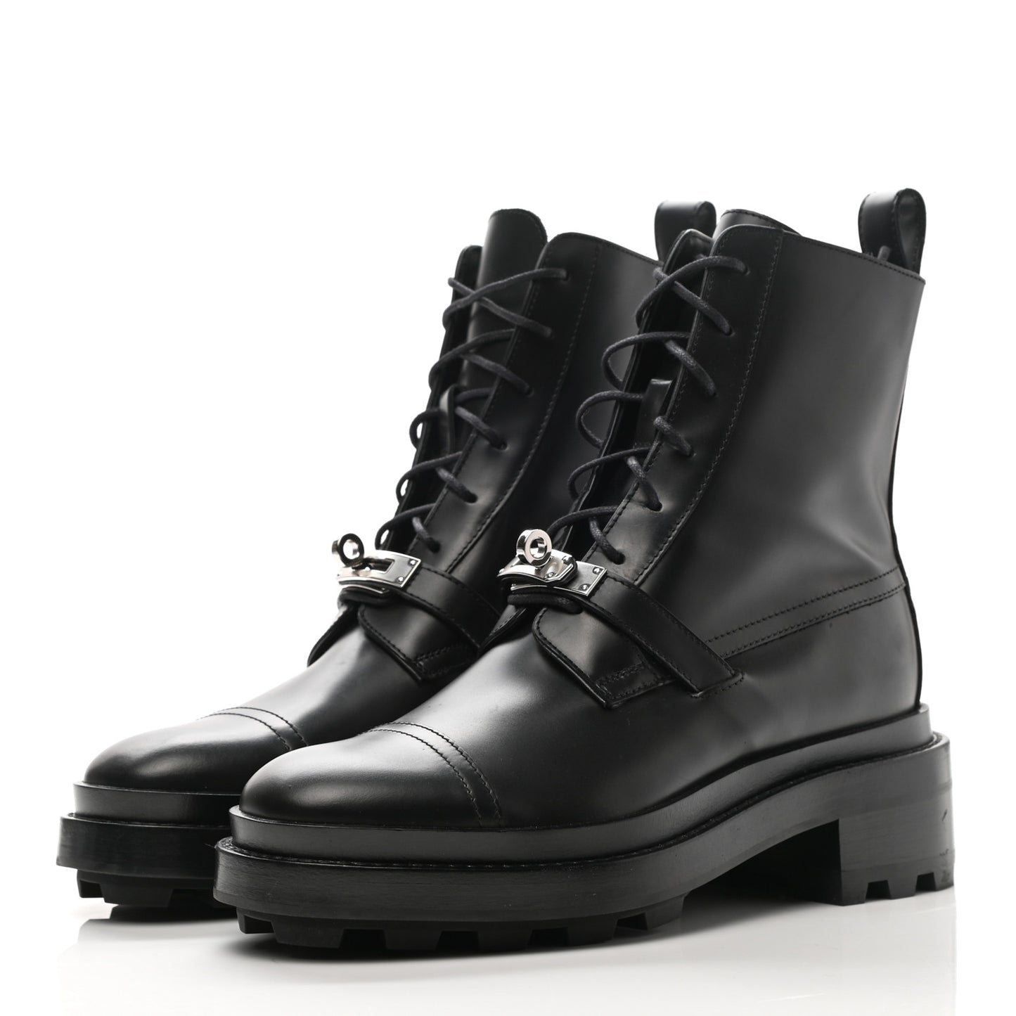 Glossed Calfskin Funk Ankle Boots 36 Black