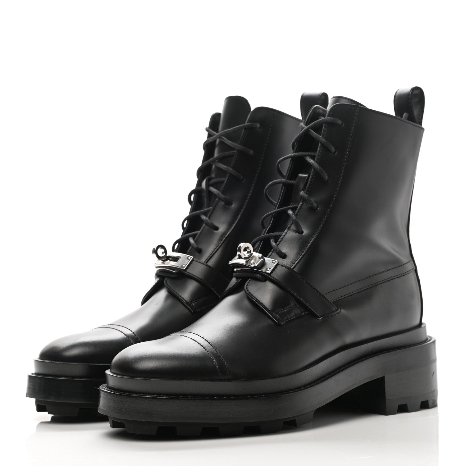 Hermes Glossed Calfskin Funk Ankle Boots 36 Black 3 of 11