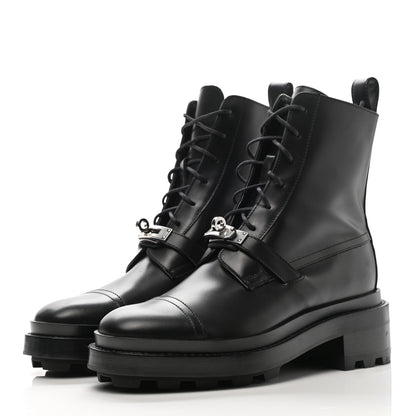 Hermes Glossed Calfskin Funk Ankle Boots 36 Black 3 of 11