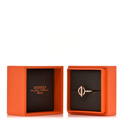 Hermes 18K Rose Gold Diamond PM Echappee Ring 54 6.75 6 of 6