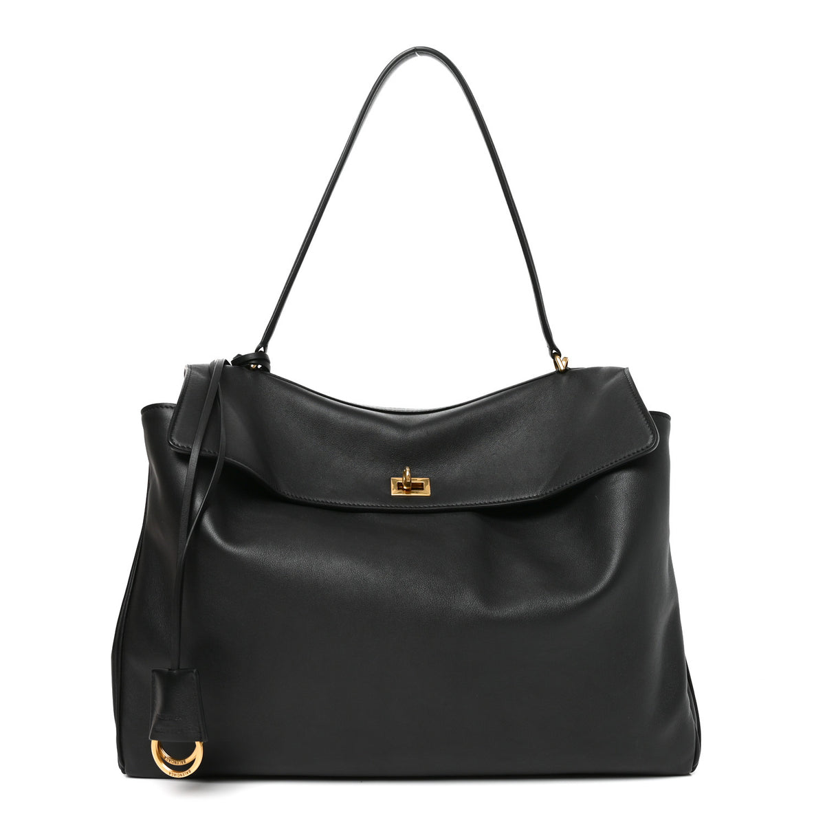 Smooth Calfskin Large Rodeo Top Handle Handbag Black