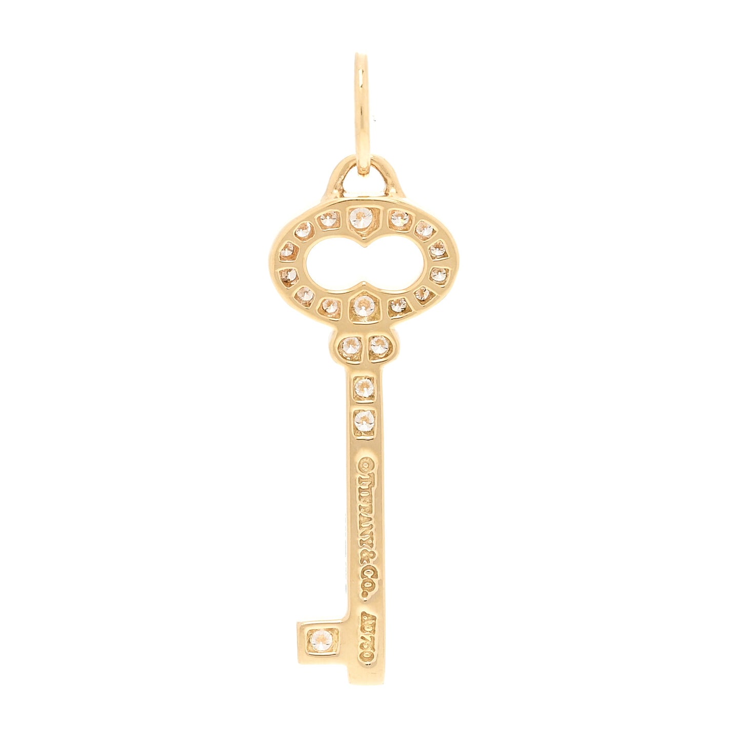 18K Yellow Gold Diamond Mini Vintage Oval Key Pendant