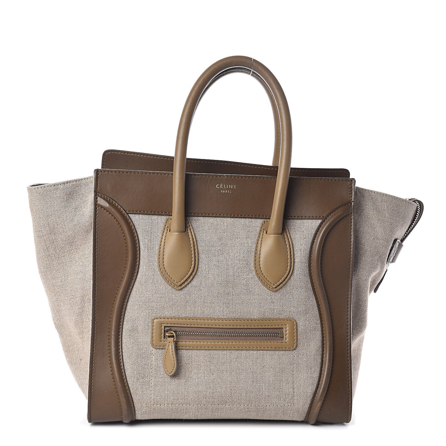 Natural Canvas Smooth Calfskin Mini Luggage Brown