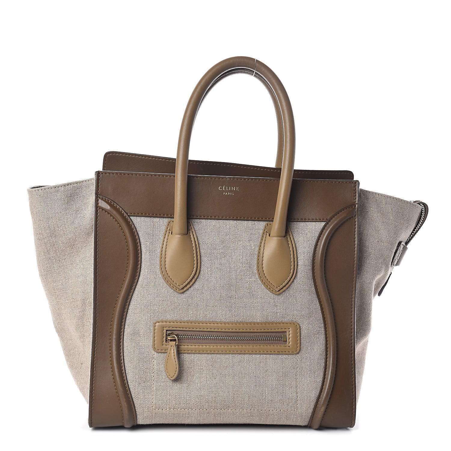 Celine Natural Canvas Smooth Calfskin Mini Luggage Brown 1 of 9