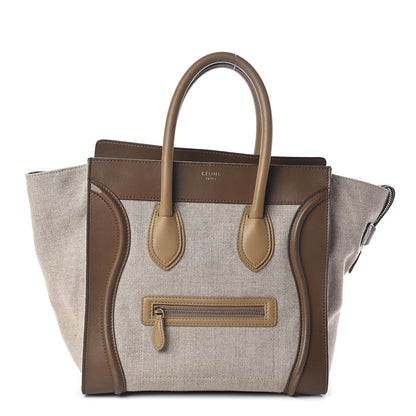 Celine Natural Canvas Smooth Calfskin Mini Luggage Brown 1 of 9