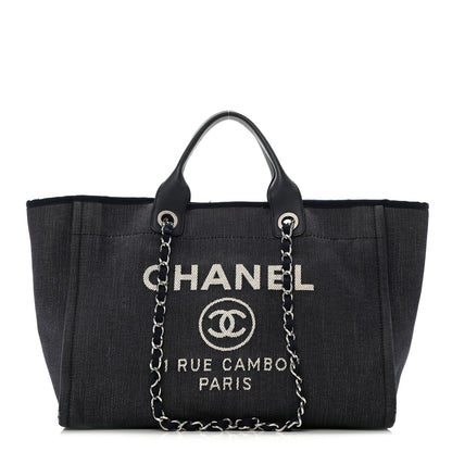 Chanel Denim Medium Deauville Tote Dark Blue 1 of 11
