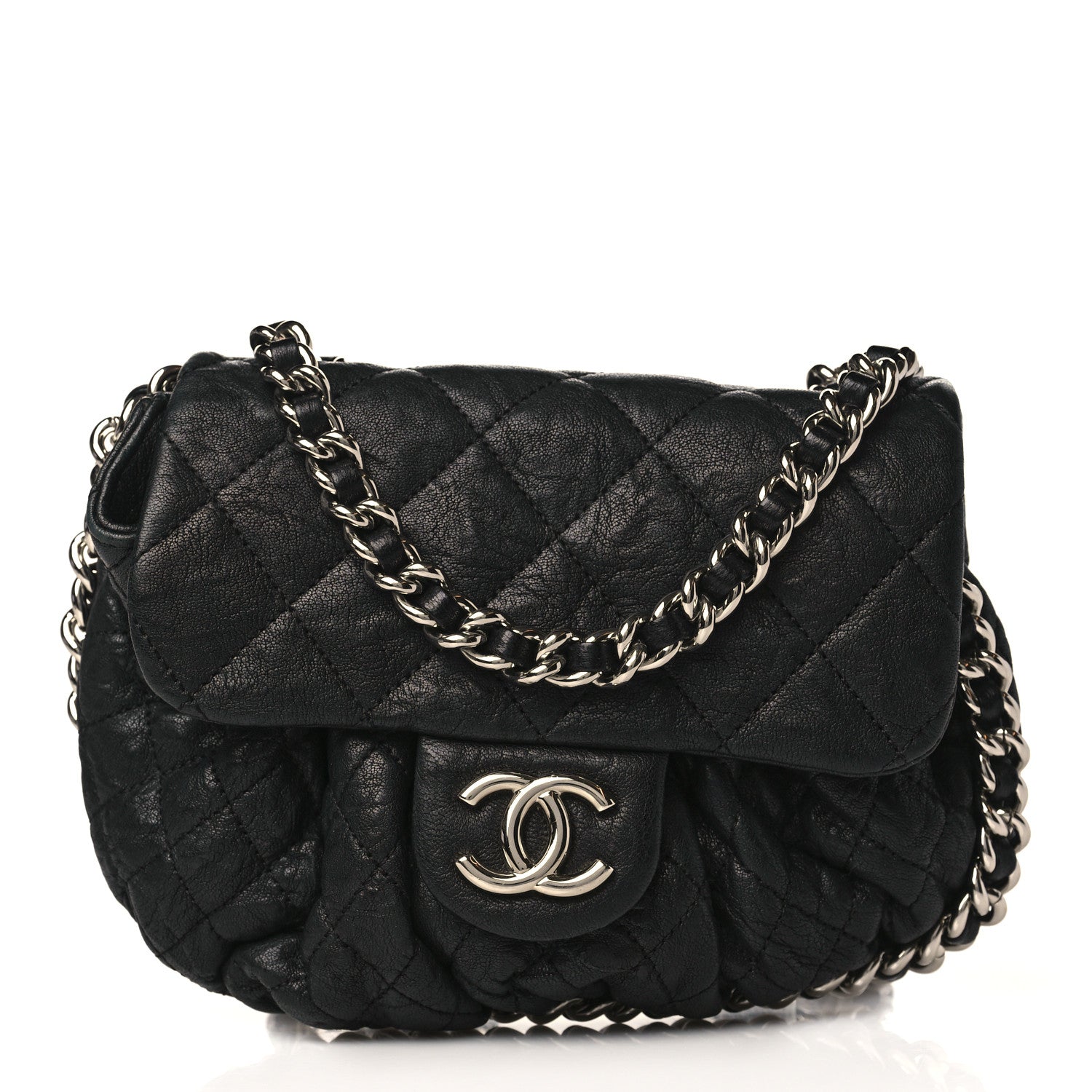 Chanel Washed Lambskin Quilted Mini Chain Around Flap Black 1 of 10