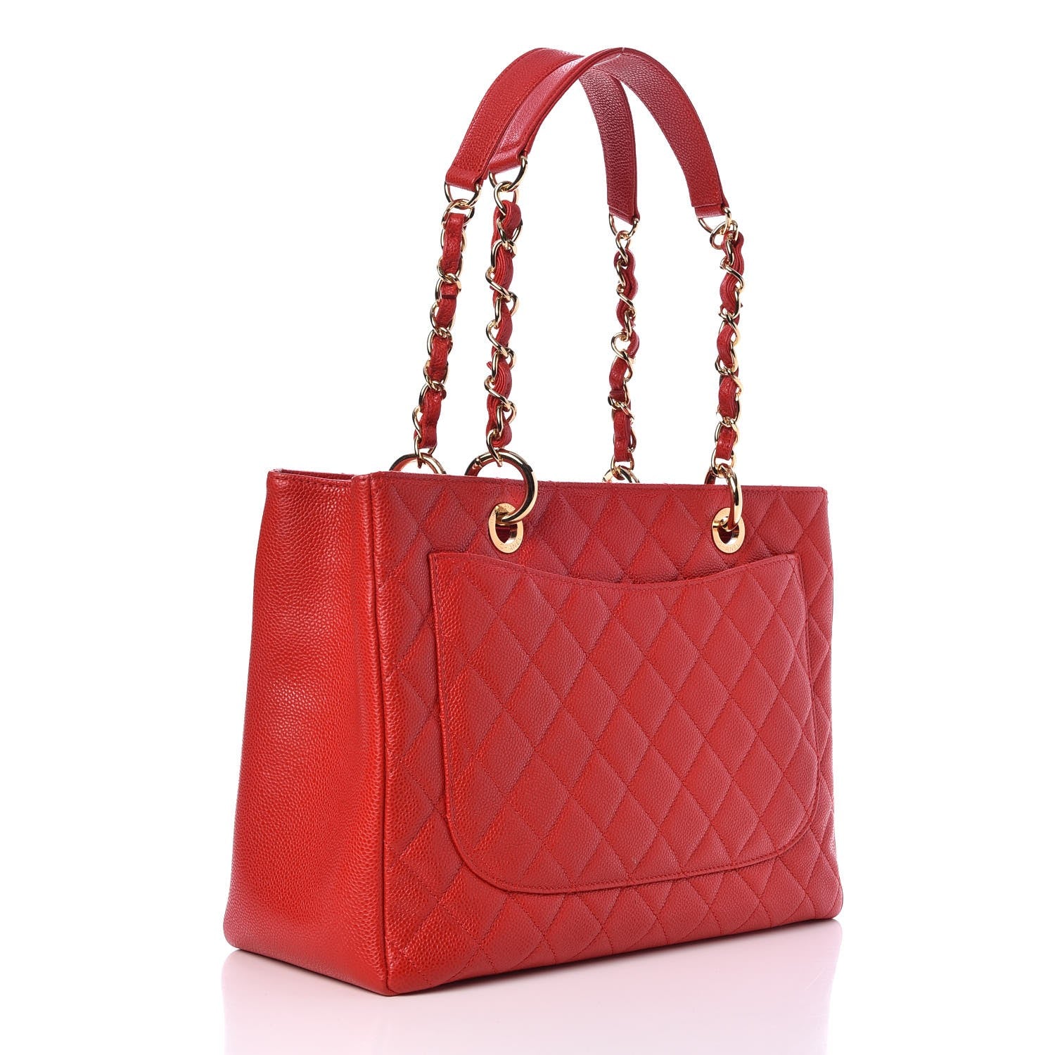 Chanel Caviar Quilted Grand Shopping Tote GST Red 3 of 7