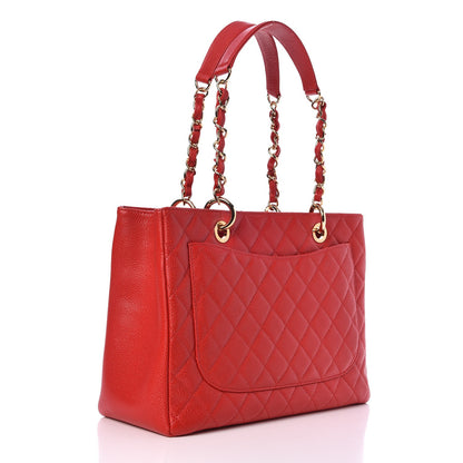 Chanel Caviar Quilted Grand Shopping Tote GST Red 3 of 7