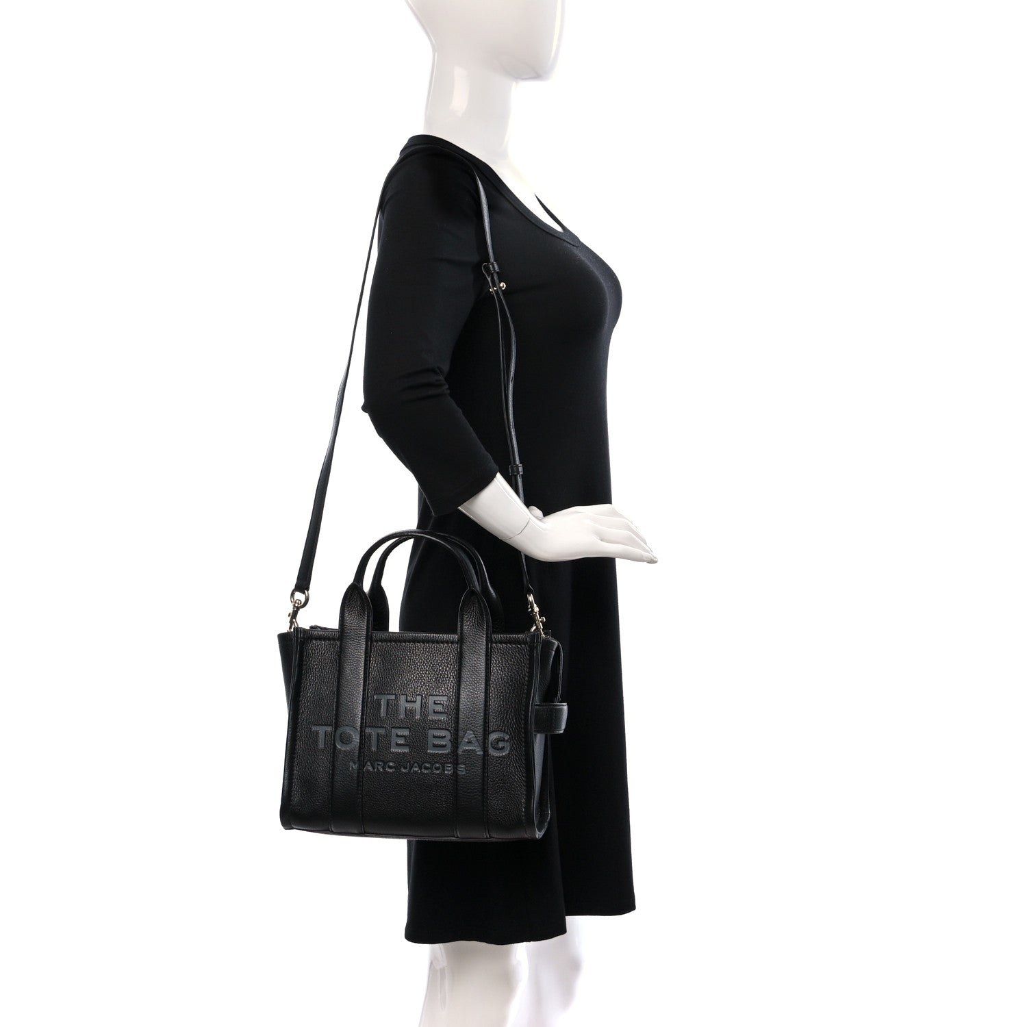 Marc Jacobs Grained Calfskin Small The Tote Bag Black 2 of 8
