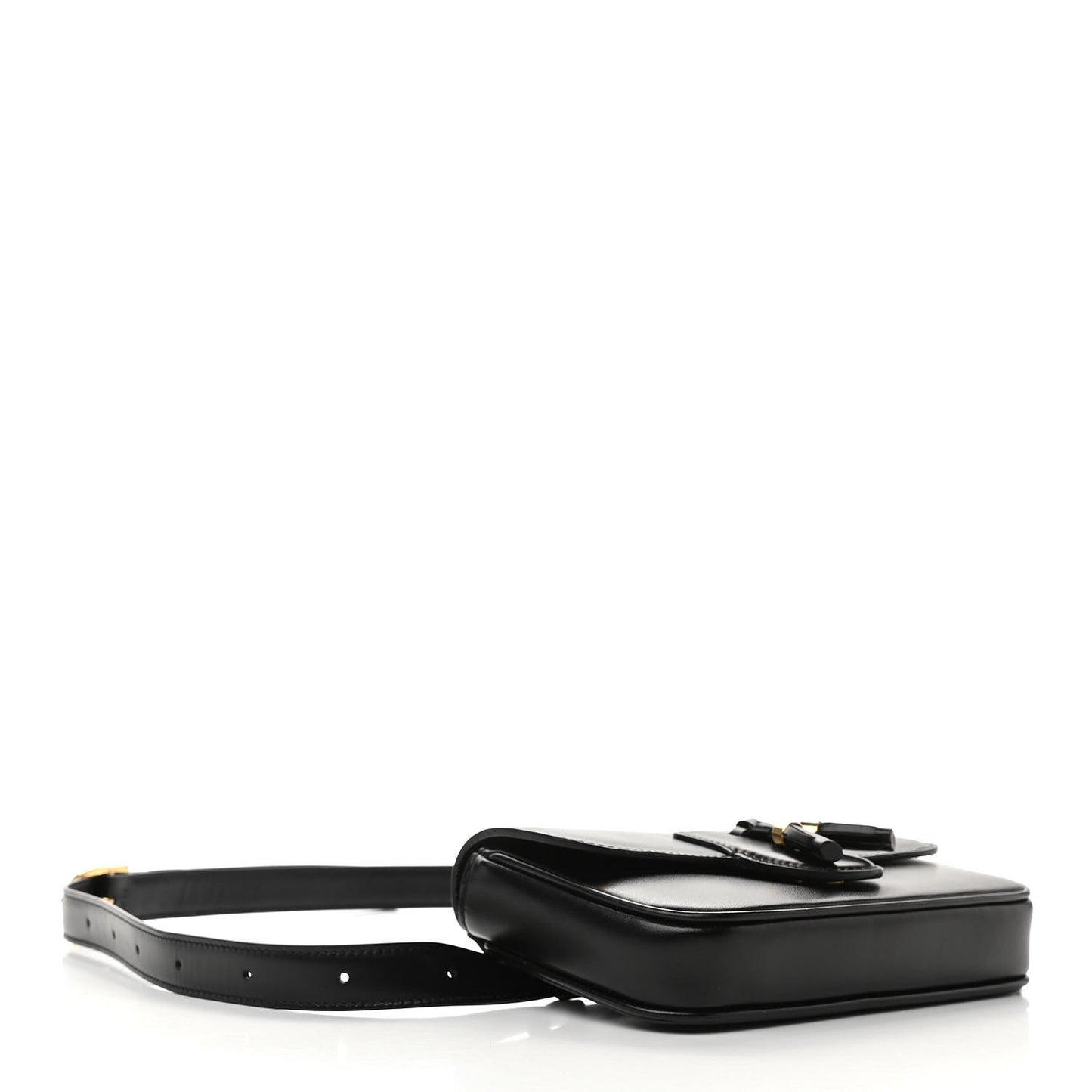 Smooth Calfskin Tassel Belt Bag Black
