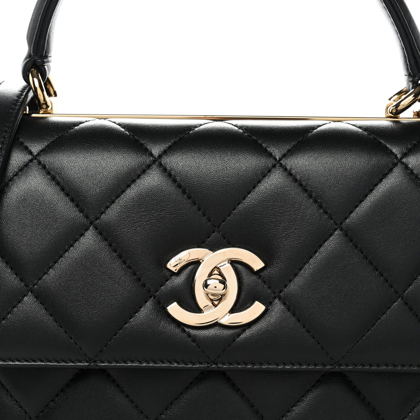 Lambskin Quilted Small Trendy CC Dual Handle Flap Bag Black