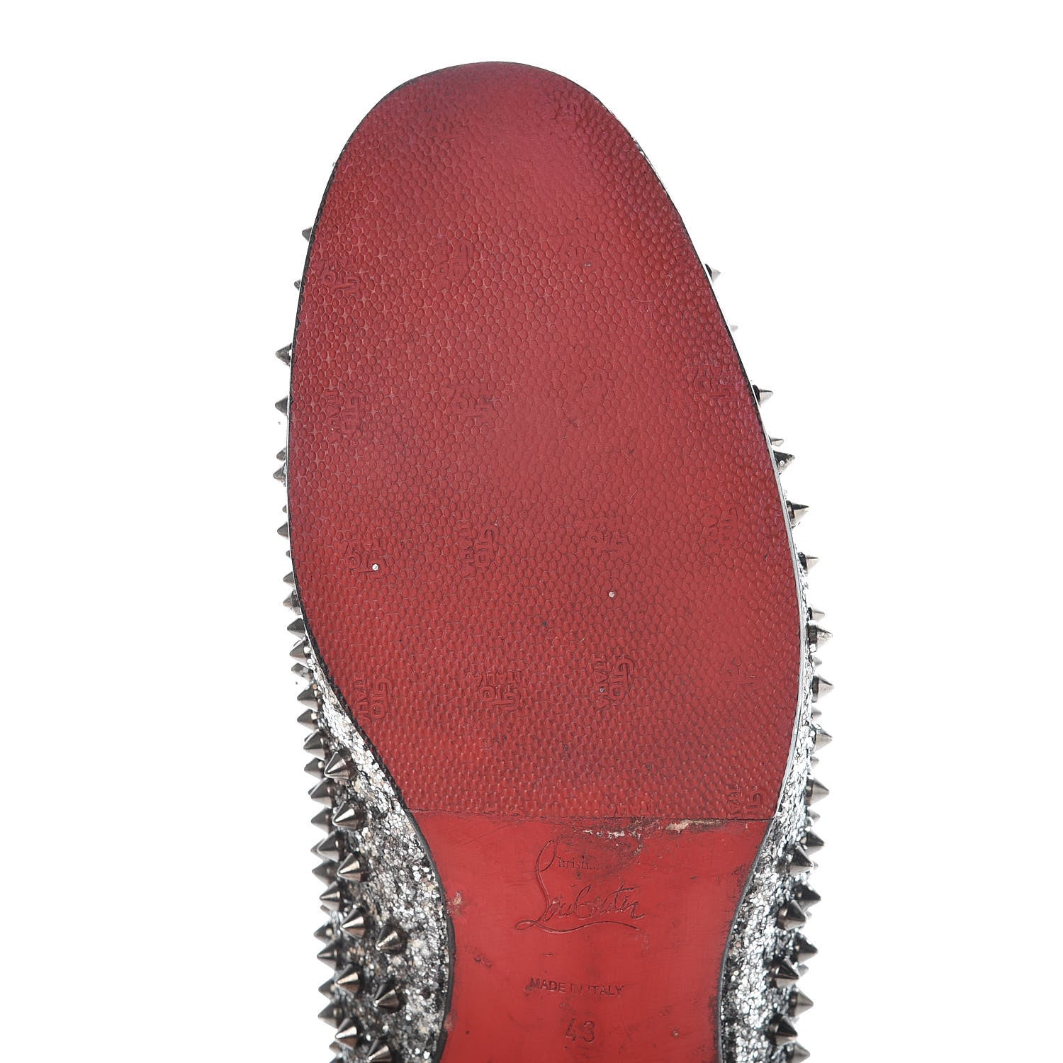 Christian Louboutin Glitter Mens Rollerboy Spikes Flat Loafers 43 Silver 21 of 22