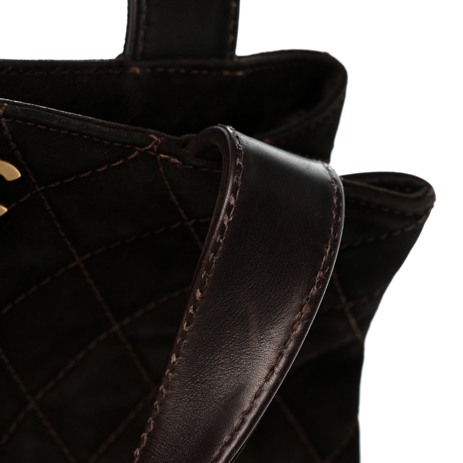 Chanel Suede Quilted Shopping Tote Brown 13 of 14