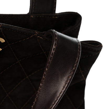 Chanel Suede Quilted Shopping Tote Brown 13 of 14