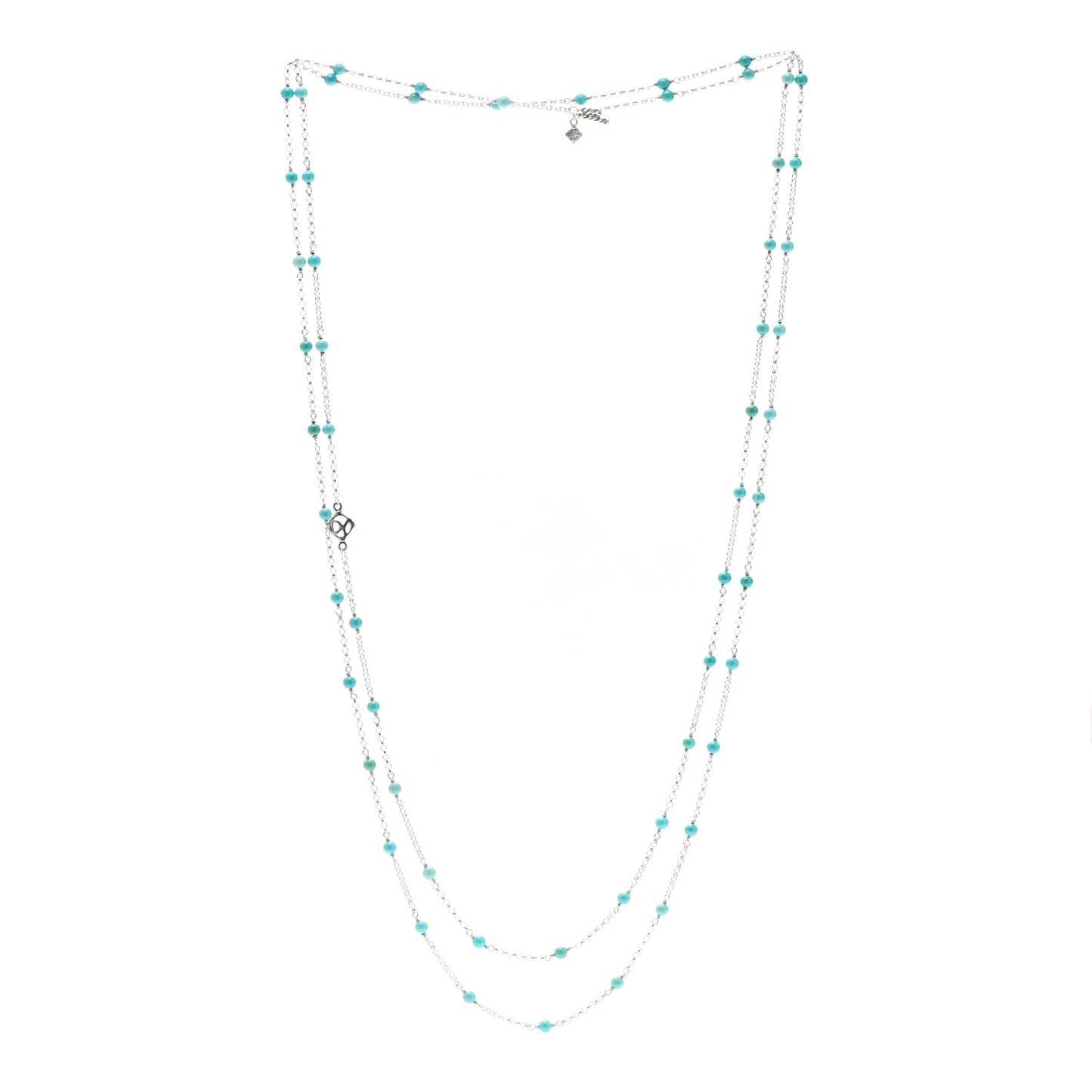 Sterling SIlver Turquoise Long Bead Station Necklace